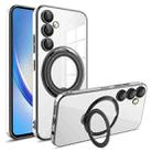 For Samsung Galaxy A34 Electroplating MagSafe 360 Degree Rotation Holder Shockproof Phone Case(Black) - 1