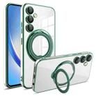 For Samsung Galaxy A34 Electroplating MagSafe 360 Degree Rotation Holder Shockproof Phone Case(Dark Green) - 1