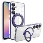 For Samsung Galaxy A54 Electroplating MagSafe 360 Degree Rotation Holder Shockproof Phone Case(Dark Purple) - 1