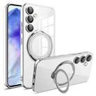 For Samsung Galaxy A55 Electroplating MagSafe 360 Degree Rotation Holder Shockproof Phone Case(Silver) - 1