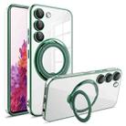 For Samsung Galaxy S20 FE Electroplating MagSafe 360 Degree Rotation Holder Shockproof Phone Case(Dark Green) - 1