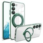 For Samsung Galaxy S22 Electroplating MagSafe 360 Degree Rotation Holder Shockproof Phone Case(Dark Green) - 1