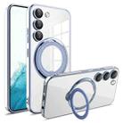For Samsung Galaxy S22+ Electroplating MagSafe 360 Degree Rotation Holder Shockproof Phone Case(Blue) - 1