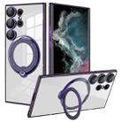 For Samsung Galaxy S22 Ultra Electroplating MagSafe 360 Degree Rotation Holder Shockproof Phone Case(Dark Purple) - 1