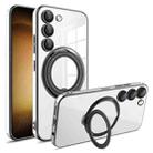 For Samsung Galaxy S23 Electroplating MagSafe 360 Degree Rotation Holder Shockproof Phone Case(Black) - 1