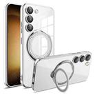 For Samsung Galaxy S23 Electroplating MagSafe 360 Degree Rotation Holder Shockproof Phone Case(Silver) - 1