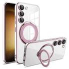 For Samsung Galaxy S23 Electroplating MagSafe 360 Degree Rotation Holder Shockproof Phone Case(Pink) - 1