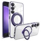 For Samsung Galaxy S23 FE 5G Electroplating MagSafe 360 Degree Rotation Holder Shockproof Phone Case(Dark Purple) - 1