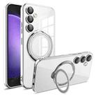 For Samsung Galaxy S23 FE 5G Electroplating MagSafe 360 Degree Rotation Holder Shockproof Phone Case(Silver) - 1