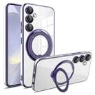 For Samsung Galaxy S24 Electroplating MagSafe 360 Degree Rotation Holder Shockproof Phone Case(Dark Purple) - 1