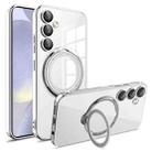 For Samsung Galaxy S24 Electroplating MagSafe 360 Degree Rotation Holder Shockproof Phone Case(Silver) - 1