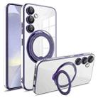 For Samsung Galaxy S24+ Electroplating MagSafe 360 Degree Rotation Holder Shockproof Phone Case(Dark Purple) - 1