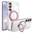 For Samsung Galaxy S24+ Electroplating MagSafe 360 Degree Rotation Holder Shockproof Phone Case(Pink) - 1