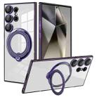 For Samsung Galaxy S24 Ultra Electroplating MagSafe 360 Degree Rotation Holder Shockproof Phone Case(Dark Purple) - 1