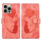 For iPhone 15 Pro Max Pen Heart Cat Embossed Leather Phone Case(Orange) - 1