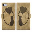 For iPhone 7 / 8 / SE 2022 Pen Heart Cat Embossed Leather Phone Case(Apricot) - 1