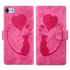 For iPhone 7 / 8 / SE 2022 Pen Heart Cat Embossed Leather Phone Case(Pink) - 1