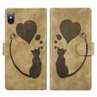 For iPhone X / XS Pen Heart Cat Embossed Leather Phone Case(Apricot) - 1