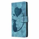 For iPhone XR Pen Heart Cat Embossed Leather Phone Case(Blue) - 3
