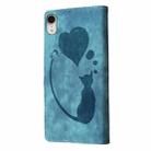 For iPhone XR Pen Heart Cat Embossed Leather Phone Case(Blue) - 4