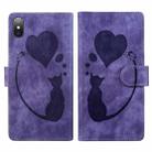 For iPhone XS Max Pen Heart Cat Embossed Leather Phone Case(Purple) - 1