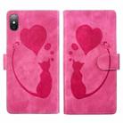 For iPhone XS Max Pen Heart Cat Embossed Leather Phone Case(Pink) - 1