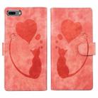 For iPhone 7 Plus / 8 Plus Pen Heart Cat Embossed Leather Phone Case(Orange) - 1