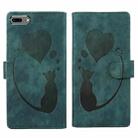 For iPhone 7 Plus / 8 Plus Pen Heart Cat Embossed Leather Phone Case(Green) - 1