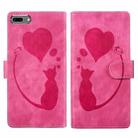 For iPhone 7 Plus / 8 Plus Pen Heart Cat Embossed Leather Phone Case(Pink) - 1