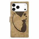 For iPhone 17 Pro Max Pen Heart Cat Embossed Leather Phone Case(Apricot) - 3