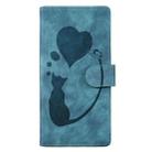 For iPhone 17 Pro Max Pen Heart Cat Embossed Leather Phone Case(Blue) - 2
