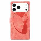 For iPhone 17 Pro Pen Heart Cat Embossed Leather Phone Case(Orange) - 3