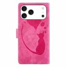 For iPhone 17 Pro Pen Heart Cat Embossed Leather Phone Case(Pink) - 3