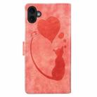 For iPhone 17 Pen Heart Cat Embossed Leather Phone Case(Orange) - 3