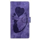 For iPhone 17 Pen Heart Cat Embossed Leather Phone Case(Purple) - 2