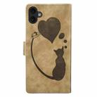 For iPhone 17 Pen Heart Cat Embossed Leather Phone Case(Apricot) - 3