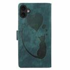 For iPhone 17 Pen Heart Cat Embossed Leather Phone Case(Green) - 3