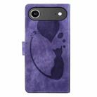 For iPhone 17 Air Pen Heart Cat Embossed Leather Phone Case(Purple) - 3