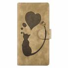 For iPhone 17 Air Pen Heart Cat Embossed Leather Phone Case(Apricot) - 2