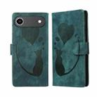 For iPhone 17 Air Pen Heart Cat Embossed Leather Phone Case(Green) - 1
