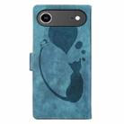For iPhone 17 Air Pen Heart Cat Embossed Leather Phone Case(Blue) - 3