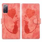 For Samsung Galaxy S20 FE 5G Pen Heart Cat Embossed Leather Phone Case(Orange) - 1