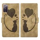 For Samsung Galaxy S20 FE 5G Pen Heart Cat Embossed Leather Phone Case(Apricot) - 1