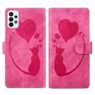 For Samsung Galaxy A53 5G Pen Heart Cat Embossed Leather Phone Case(Pink) - 1