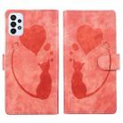 For Samsung Galaxy A33 5G Pen Heart Cat Embossed Leather Phone Case(Orange) - 1