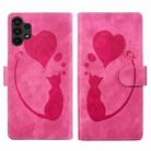 For Samsung Galaxy A32 5G Pen Heart Cat Embossed Leather Phone Case(Pink) - 1
