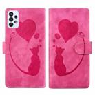 For Samsung Galaxy A23 5G Pen Heart Cat Embossed Leather Phone Case(Pink) - 1