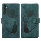 For Samsung Galaxy A14 5G Pen Heart Cat Embossed Leather Phone Case(Green) - 1