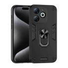 For Infinix Smart 8 Shockproof Metal Ring Holder Phone Case(Black) - 1