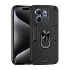 For Infinix Hot 50i Shockproof Metal Ring Holder Phone Case(Black) - 1